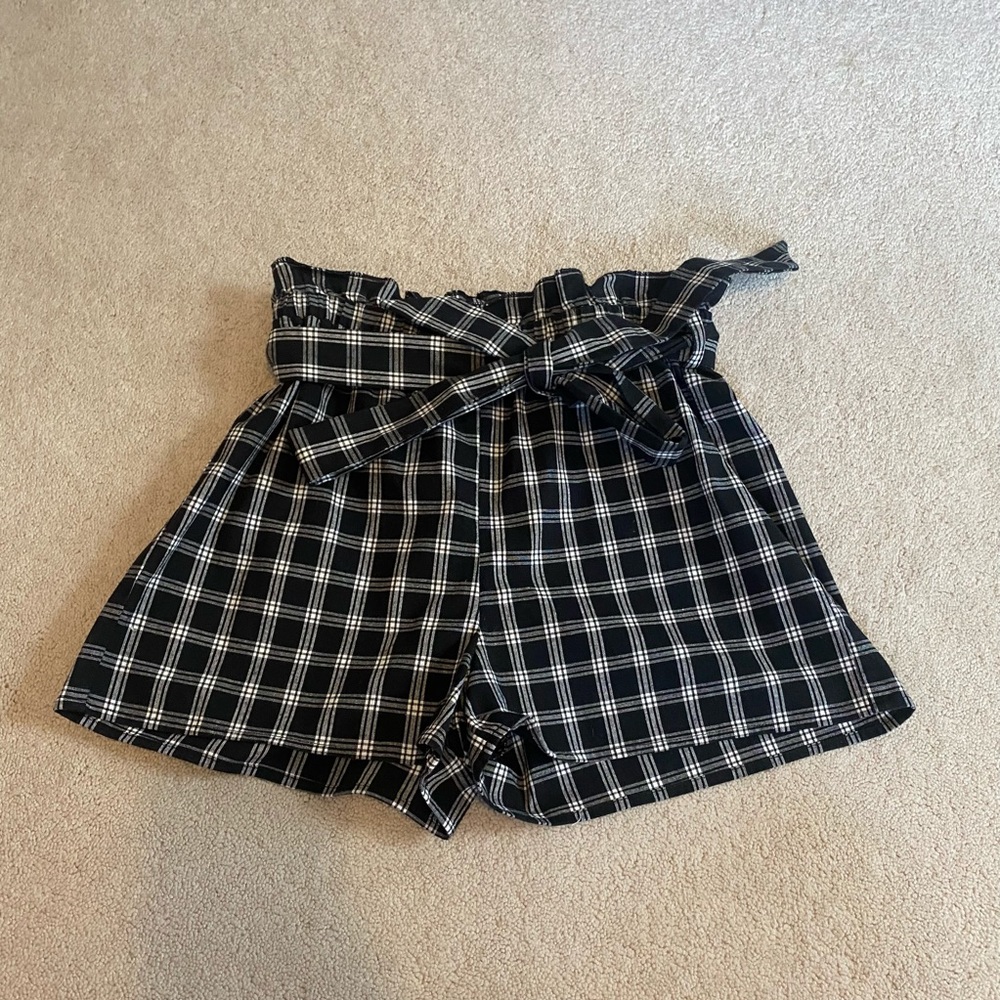 Black and White Tie Shorts